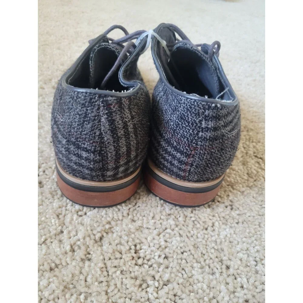 Giorgio Brutini Men's Dark Gray Plaid Oxford Shoes‎ Size 8.5 Business Career
